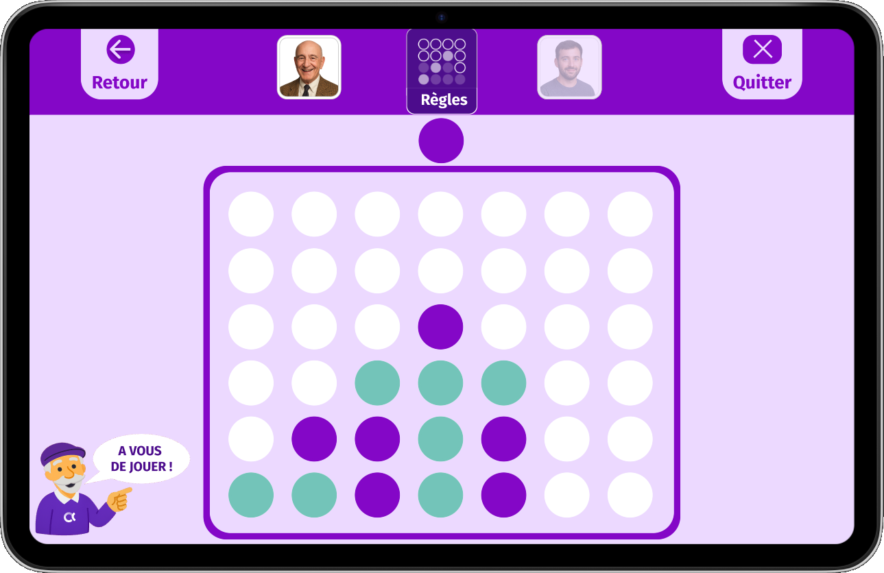 Ecran jeu "4 alignés, c'est gagné" version 2