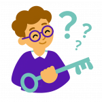 Pictogramme jeu "mot-clé" de Gena-App. Jeu de logique qui se joue à seul ou à deux, l'objectif est de faire deviner à son partenaire 2 cartes parmi 6 cartes grâce à une carte indice qu'il aura soigneusement sélectionné parmi 3 cartes indices possibles