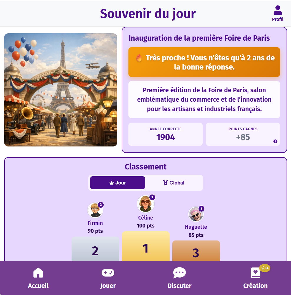 Classement des joueurs de mon réseau dans Gena-App
