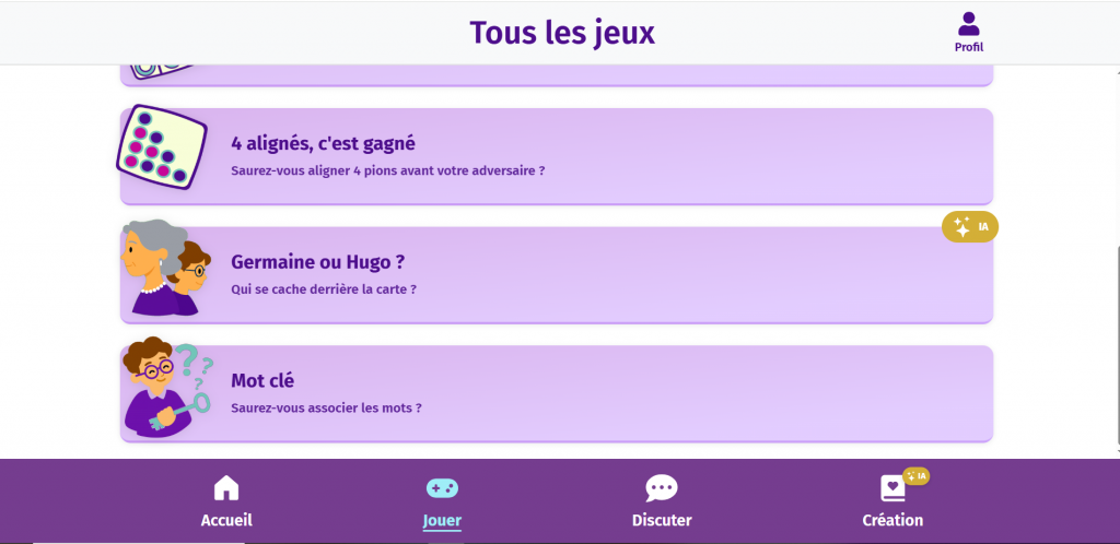 jeu “Mot Clé” : associer les bons mots à un indice donné