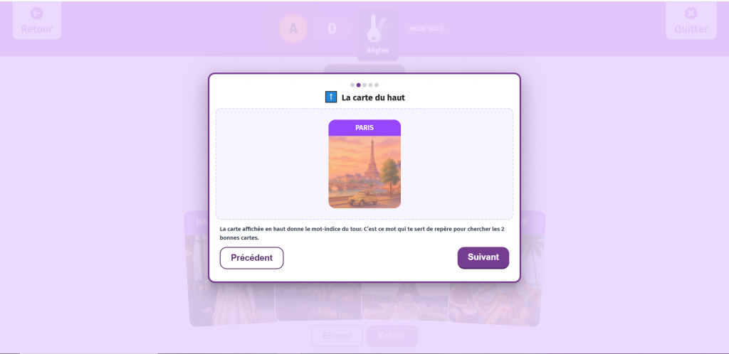 jeu “Mot Clé” : associer les bons mots à un indice donné
