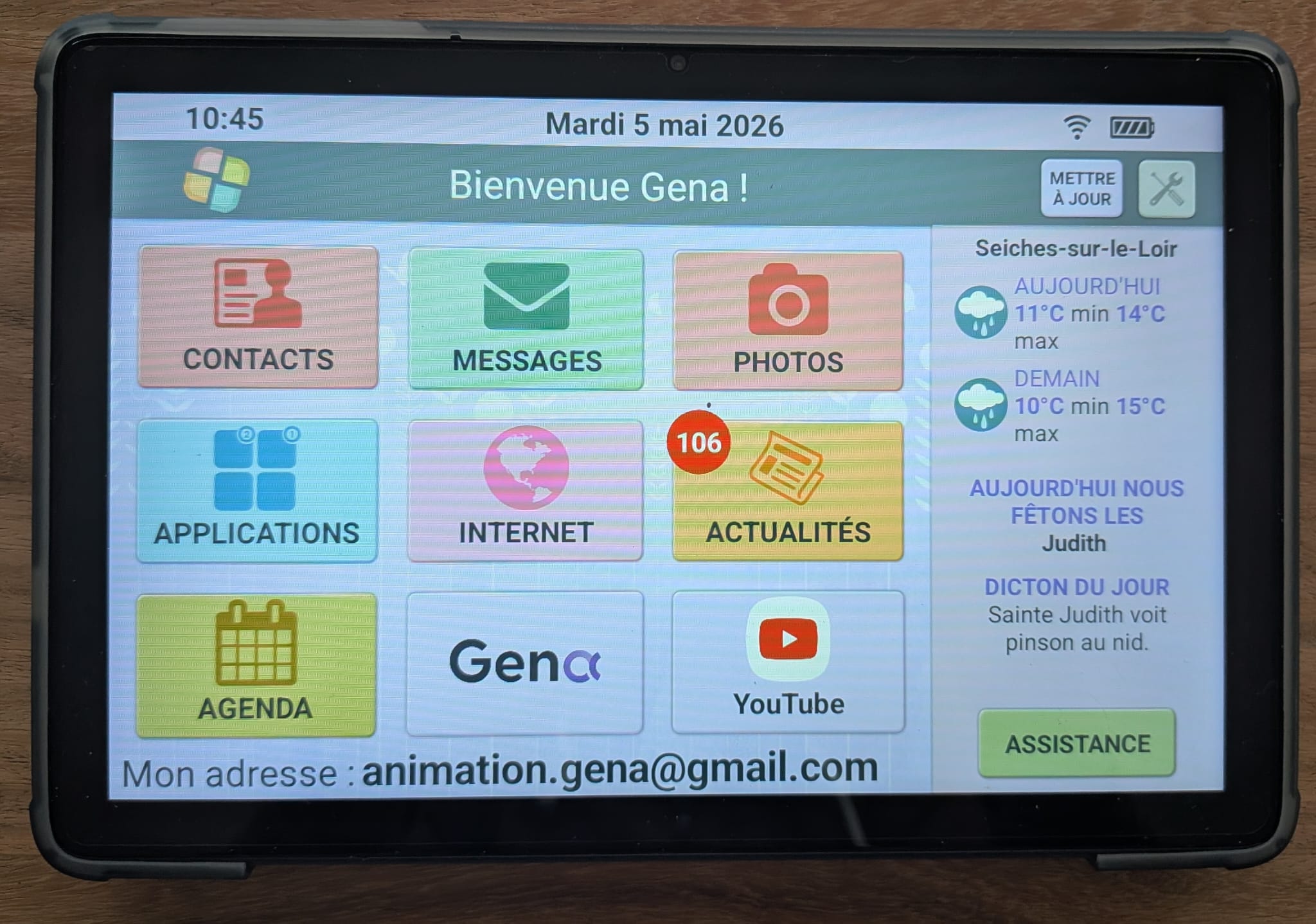 Tablette Facilotab Classic special senior avec menu Gena-app